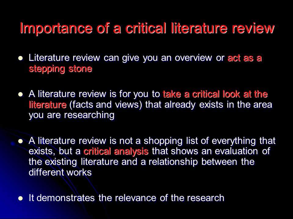 what is meant by a critical literature review